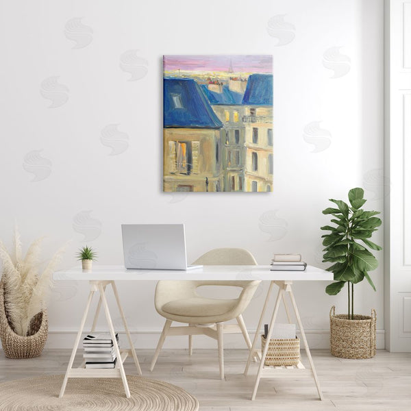 Stupell Industries JG Studios | Cozy Urban City Neighborhood Pink Sunset Sky Wall Art