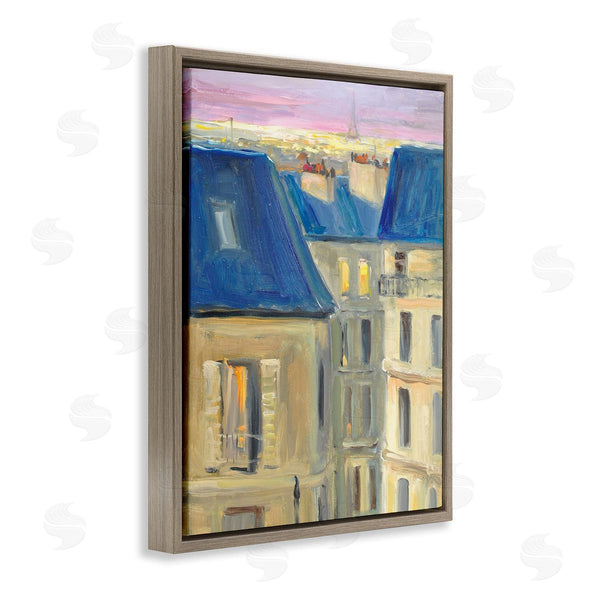 Stupell Industries JG Studios | Cozy Urban City Neighborhood Pink Sunset Sky Wall Art