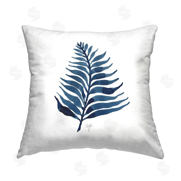 stupell industries JG Studios | Minimal Blue Fern Leaf Printed Throw Pillow