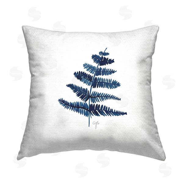 Stupell Industries JG Studios | Minimal Blue & White Fern Printed Throw Pillow