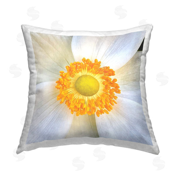 stupell industries JG Studios | White Close Up Bloom Printed Throw Pillow