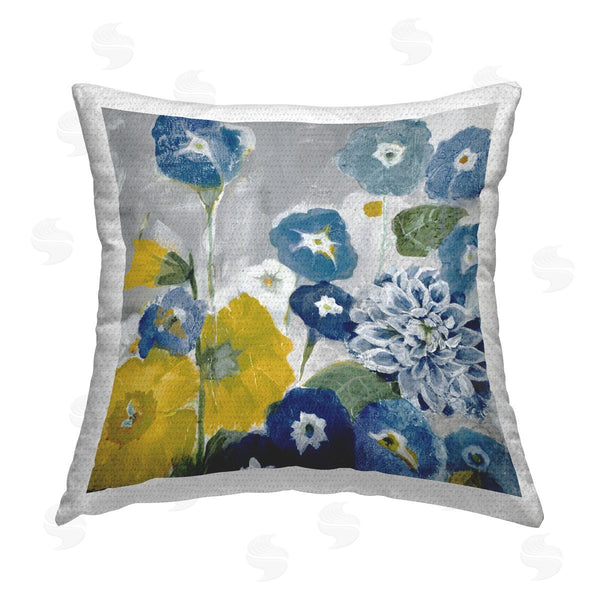 Stupell Industries Jill Martin | Blue & Yellow Garden Florals Printed Throw Pillow