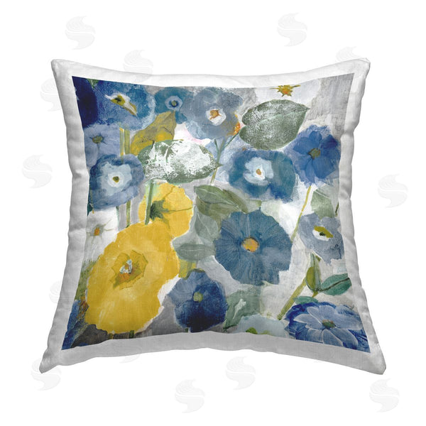 stupell industries Jill Martin | Blue & Yellow Morning Glory Garden Printed Throw Pillow
