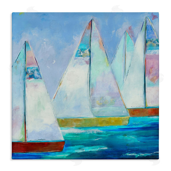 stupell industries Jill Martin | Bold Sailing Boats Drifting Ocean Water Waves Wall Art