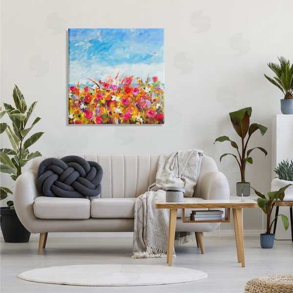 Stupell Industries Jill Martin | Bold Summer Blooming Flower Field Under Cloudy Sky Wall Art