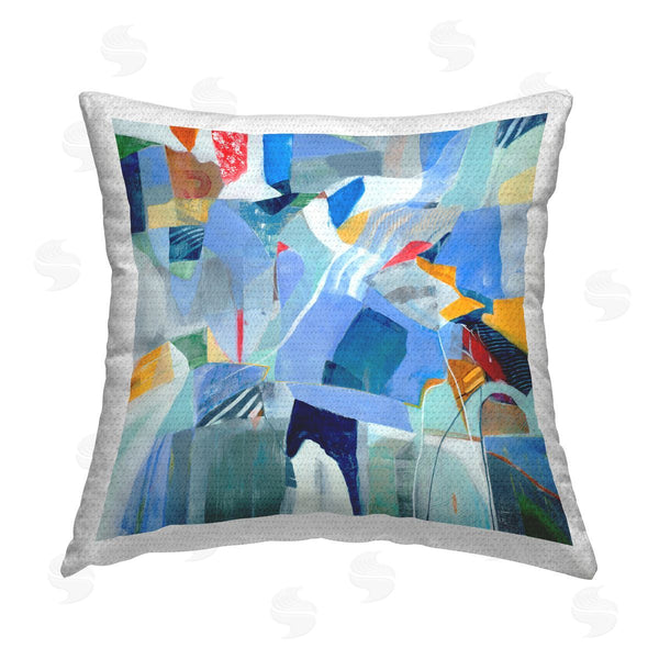 Stupell Industries Jill Martin | Chaotic Blue Composition Printed Throw Pillow