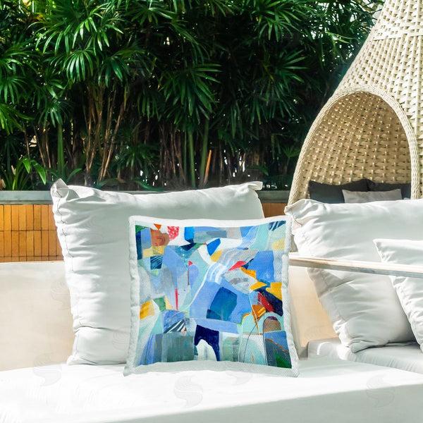 Stupell Industries Jill Martin | Chaotic Blue Composition Printed Throw Pillow
