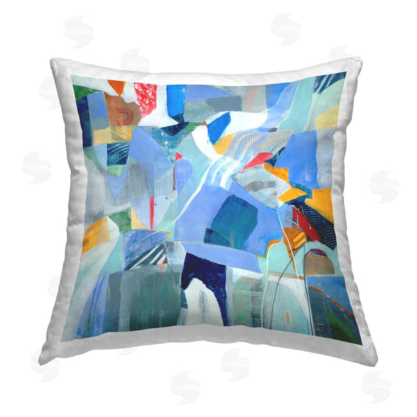stupell industries Jill Martin | Chaotic Blue Composition Printed Throw Pillow