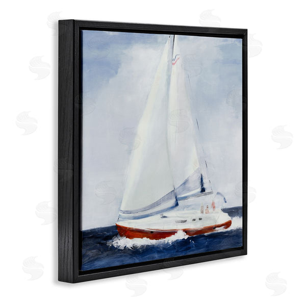 Stupell Industries Jill Martin | Sail Boat Against Cloudy Sky Ocean Foam Splashing Wall Art