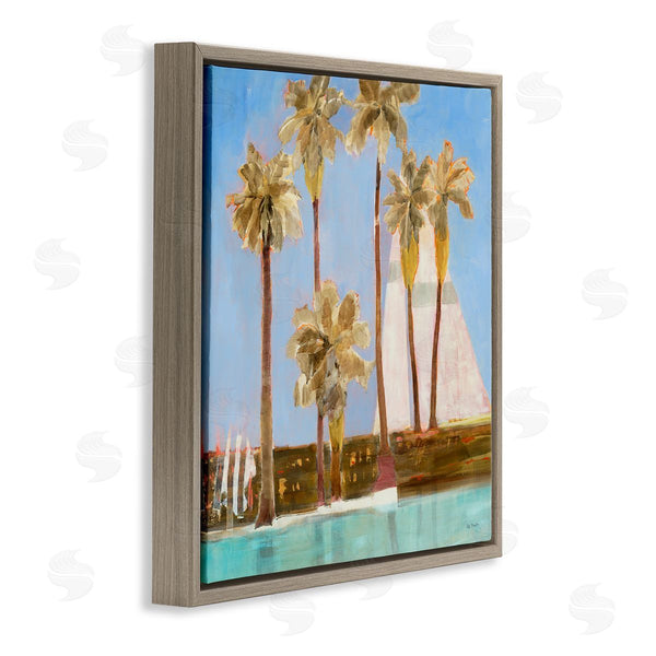 Stupell Industries Jill Martin | Tall Palm Trees Summer Nautical Sailboat Landscape Wall Art
