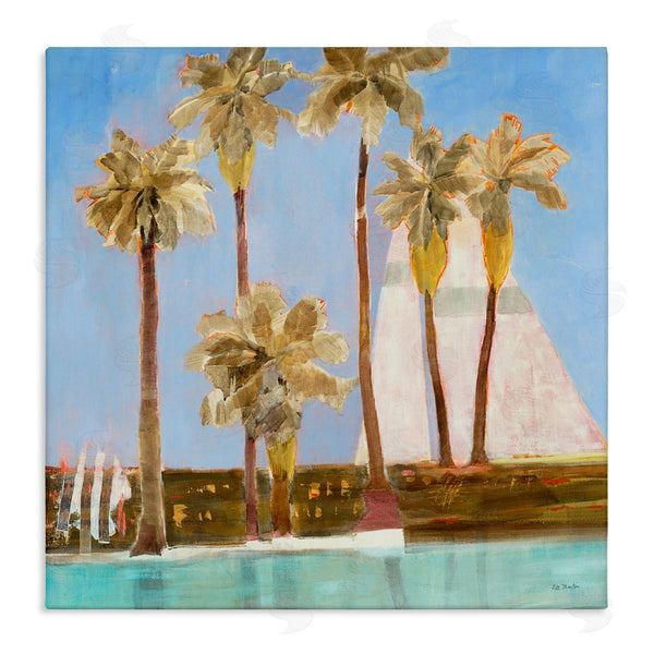 stupell industries Jill Martin | Tall Palm Trees Summer Nautical Sailboat Landscape Wall Art