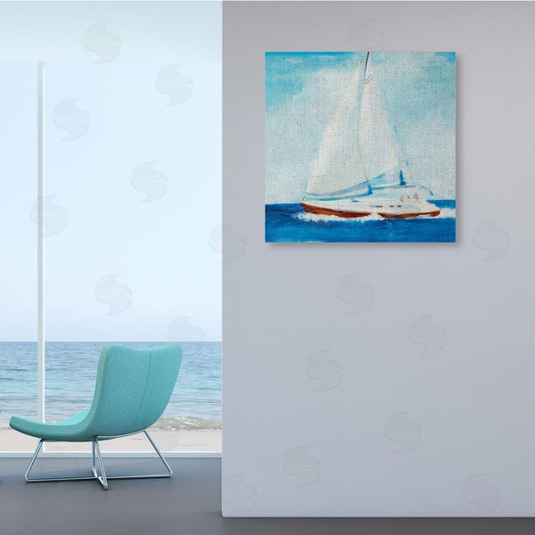 Stupell Industries Jill Martin | Traditional Summer Sailboat Soft Figures Blue Waves Wall Art