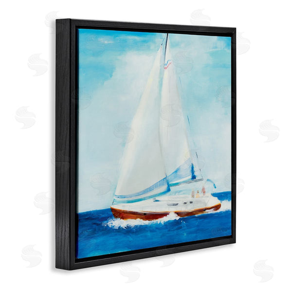 Stupell Industries Jill Martin | Traditional Summer Sailboat Soft Figures Blue Waves Wall Art