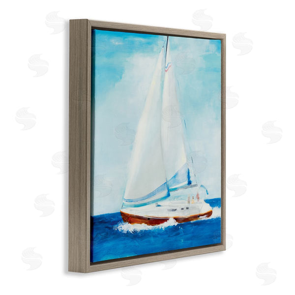 Stupell Industries Jill Martin | Traditional Summer Sailboat Soft Figures Blue Waves Wall Art