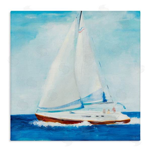 stupell industries Jill Martin | Traditional Summer Sailboat Soft Figures Blue Waves Wall Art