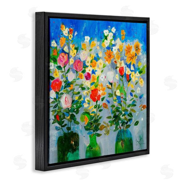 Stupell Industries Jill Martin | Vivid Flower Arrangement Bold Green Blue Ikebana Design Wall Art