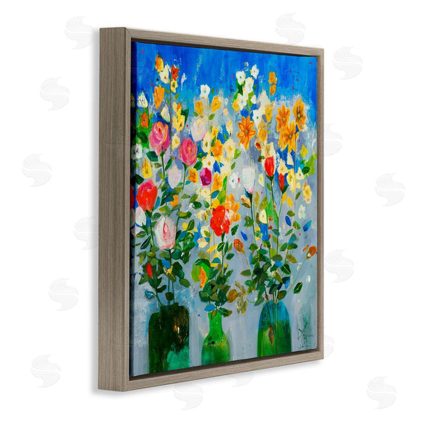 Stupell Industries Jill Martin | Vivid Flower Arrangement Bold Green Blue Ikebana Design Wall Art