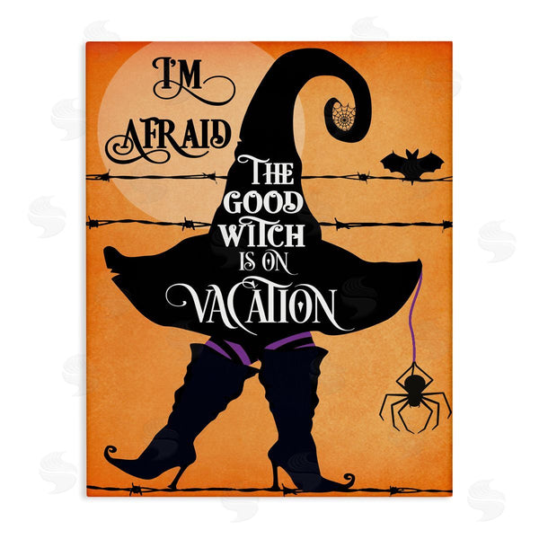 stupell industries Jill Meyer | Good Witch On Vacation Fun Festive Halloween Fantasy Wall Art