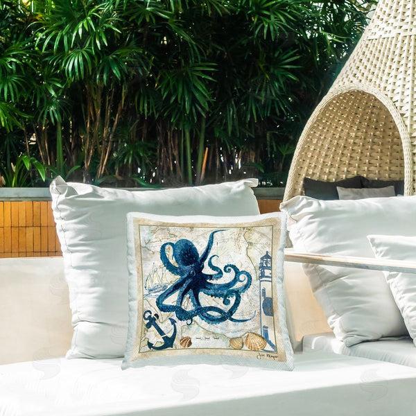 Stupell Industries Jill Meyer | Octopus & Maritime Map Printed Throw Pillow