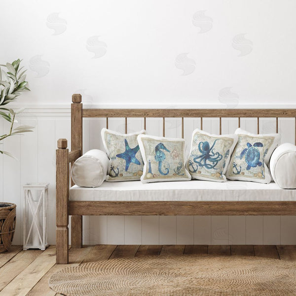 Stupell Industries Jill Meyer | Sea Life Maritime Motif Printed Throw Pillow Set
