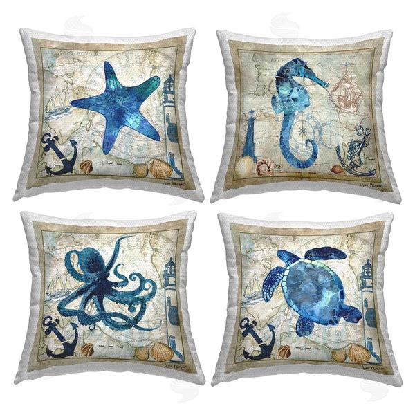 Stupell Industries Jill Meyer | Sea Life Maritime Motif Printed Throw Pillow Set