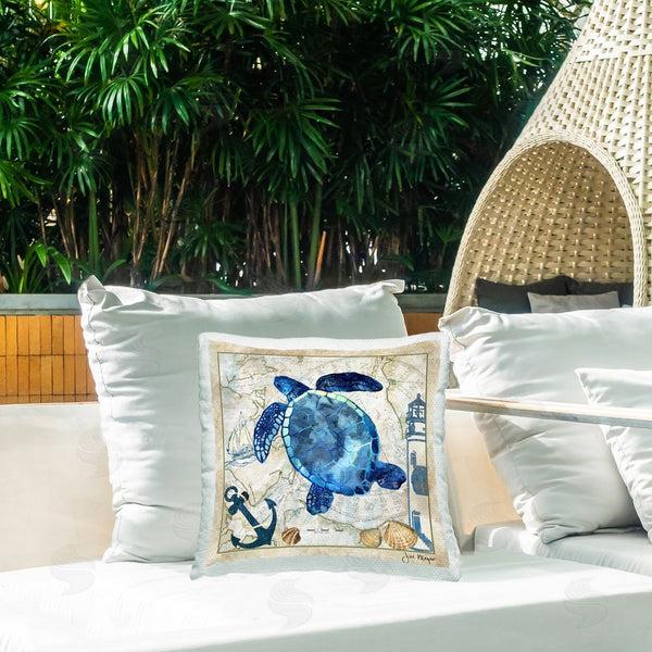 Stupell Industries Jill Meyer | Turtle & Maritime Map Printed Throw Pillow