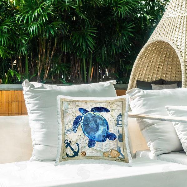 Stupell Industries Jill Meyer | Turtle & Nautical Map Printed Throw Pillow