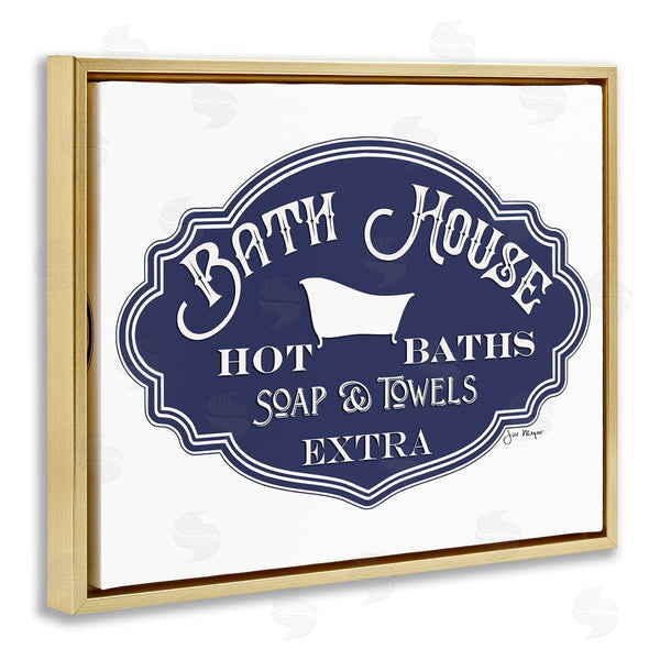 Stupell Industries Jill Meyer | Vintage Bath House Sign Blue