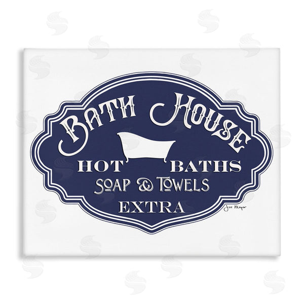 stupell industries Jill Meyer | Vintage Bath House Sign Blue