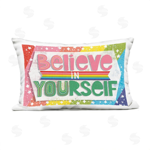 Stupell Industries Jilly Jack Designs | Believe In Yourself Rainbow Printed Throw Pillow