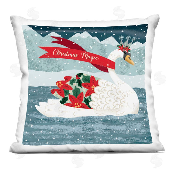 stupell industries Jilly Jack Designs | Christmas Magic Enchanted Swan Printed Throw Pillow