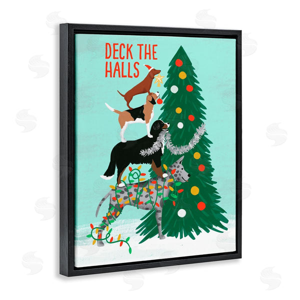 Stupell Industries Jilly Jack Designs | Deck The Halls Stacked Dogs