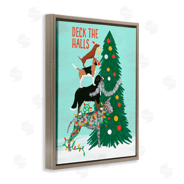 Stupell Industries Jilly Jack Designs | Deck The Halls Stacked Dogs