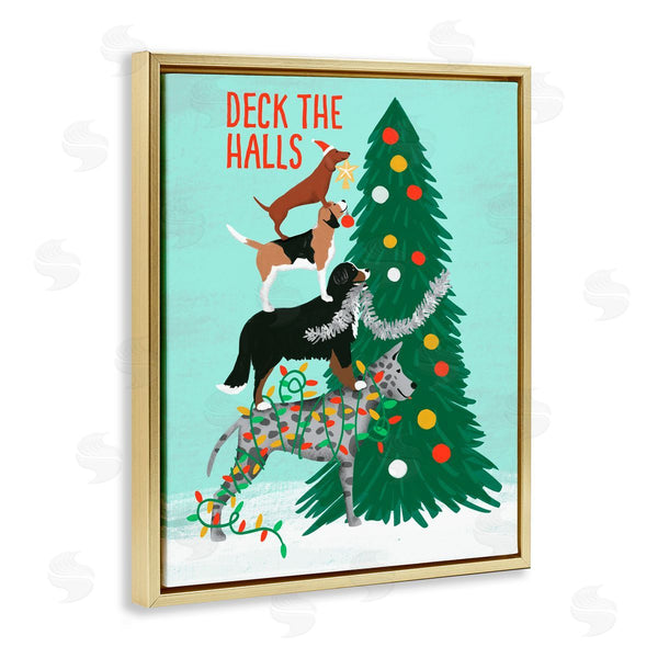 Stupell Industries Jilly Jack Designs | Deck The Halls Stacked Dogs
