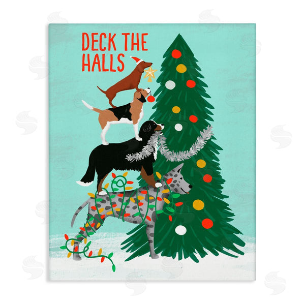 stupell industries Jilly Jack Designs | Deck The Halls Stacked Dogs