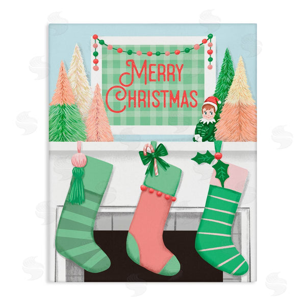 stupell industries Jilly Jack Designs | Merry Christmas Green Stockings