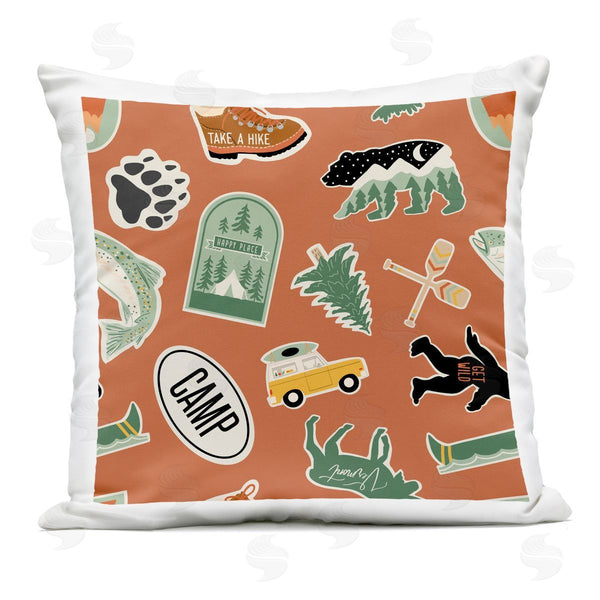 Stupell Industries Jilly Jack Designs | Outdoorsy Nature Sticker Shapes Printed Throw Pillow