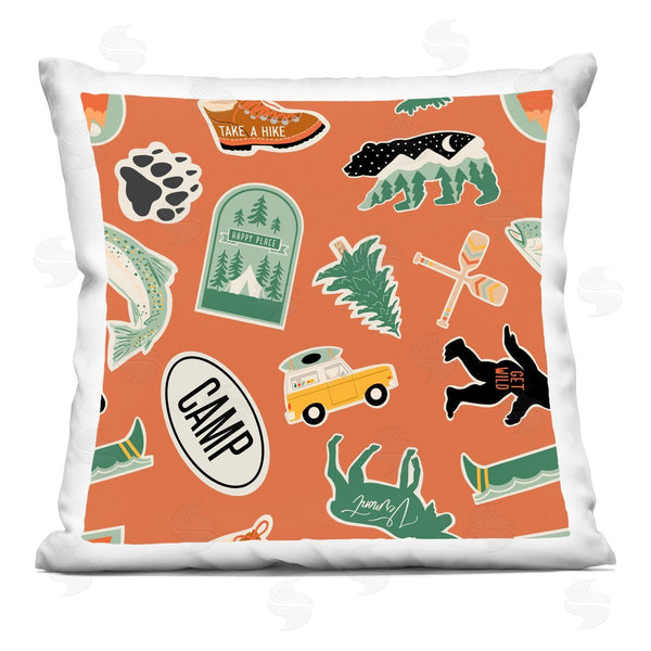 stupell industries Jilly Jack Designs | Outdoorsy Nature Sticker Shapes Printed Throw Pillow