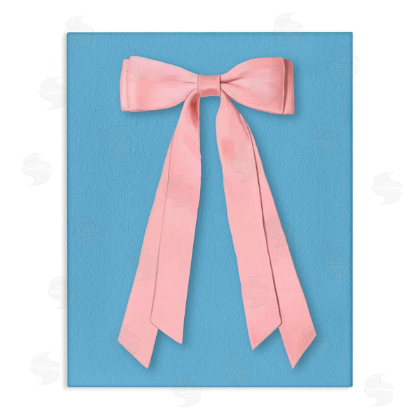 stupell industries Jilly Jack Designs | Pink Satin Bow on Blue