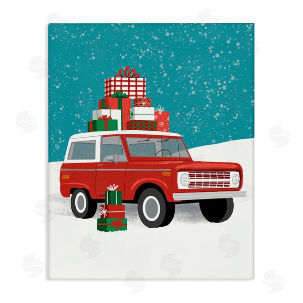 stupell industries Jilly Jack Designs | Red SUV Christmas Time
