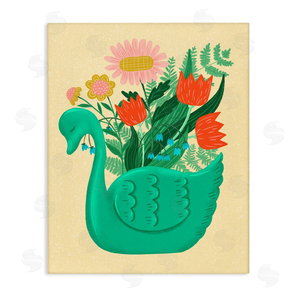 stupell industries Jilly Jack Designs | Spring Swan Flower Bouquet