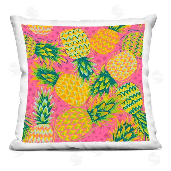 stupell industries Jilly Jack Designs | Tropical Pineapples on Purple Dots Printed Throw Pillow