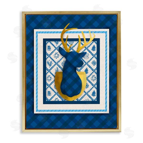 stupell industries Jilly Jack Designs | Winter Plaid Deer Gold Detail