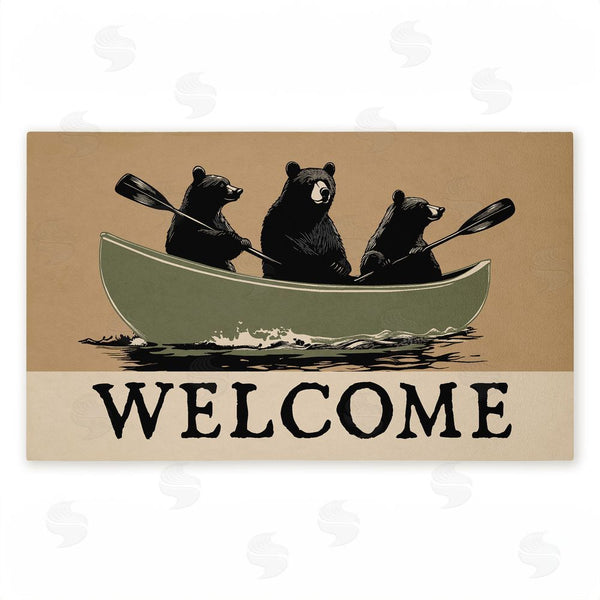 stupell industries Jim Baldwin | Bears Paddling Canoe Non-Woven Door Mat