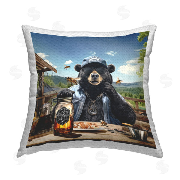 Stupell Industries Jim Baldwin | Black Bear & Honey Printed Throw Pillow