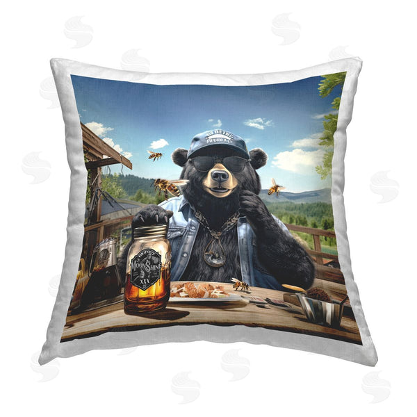 stupell industries Jim Baldwin | Black Bear & Honey Printed Throw Pillow