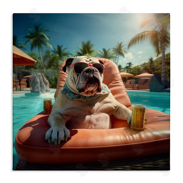 stupell industries Jim Baldwin | Bulldog in Resort Pool Wall Art