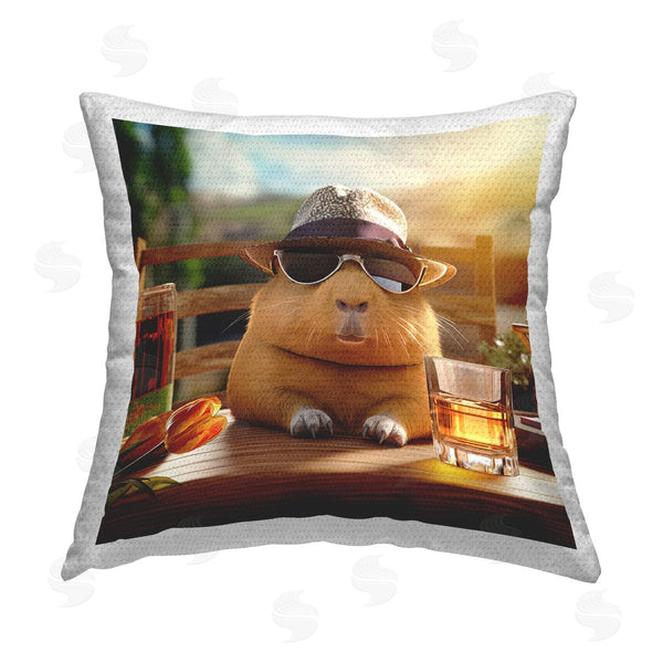 Stupell Industries Jim Baldwin | Capybara Enjoying Drink Printed Throw Pillow