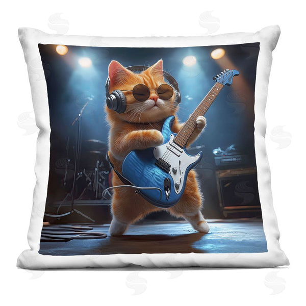 stupell industries Jim Baldwin | Cat Guitarist in Band Printed Throw Pillow