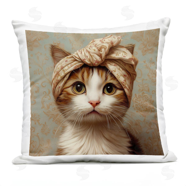 Stupell Industries Jim Baldwin | Cat With Fashionable Turban Printed Throw Pillow